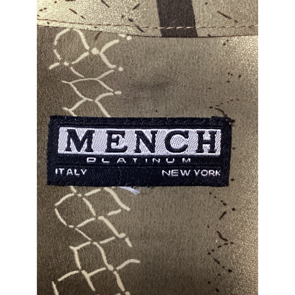 MENCH Platinum Men's Short Sleeve Button down Tan Green Shirt XL Italy New‎ York - Picture 6 of 10
